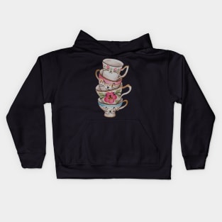 Kitty Tea Cups Kids Hoodie